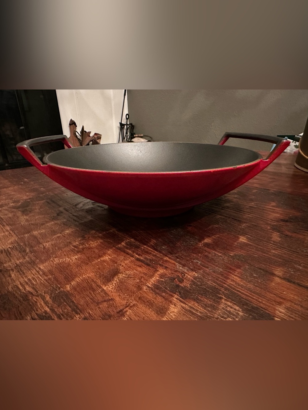 Le Creuset Red Cast Iron Wok